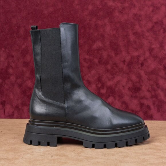 Stuart Weitzman Women Bedford Black Leather Platform Chelsea Ankle Boots sz 9 - Picture 4 of 9